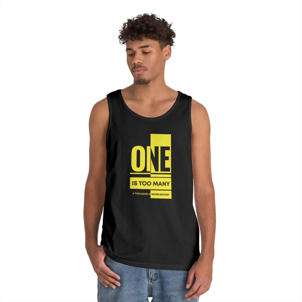 Unisex Heavy Cotton Tank Top – "ONE IS TOO MANY" Fitness Statement