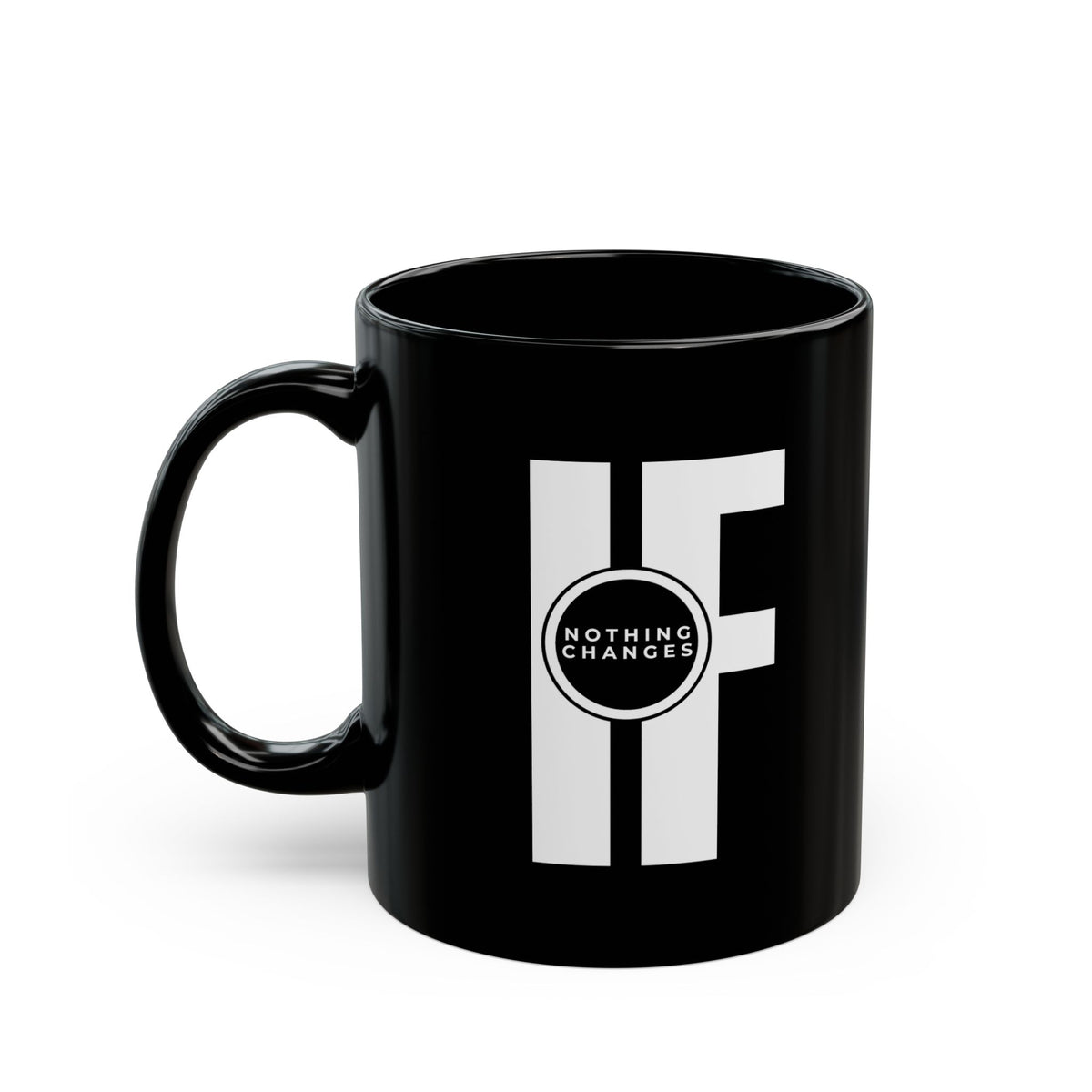 'Nothing Changes' Inspirational Coffee Cup - Minimalist Black Mug (11oz & 15oz)